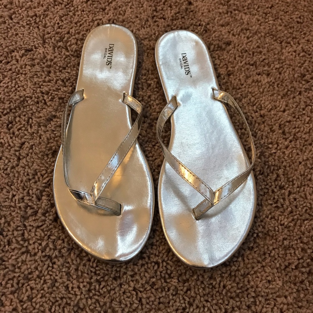 David’s Bridal Silver Flip Flops